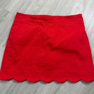 Hope & Harlow Petite Red Scalloped Hem Mini Skirt Size 14P